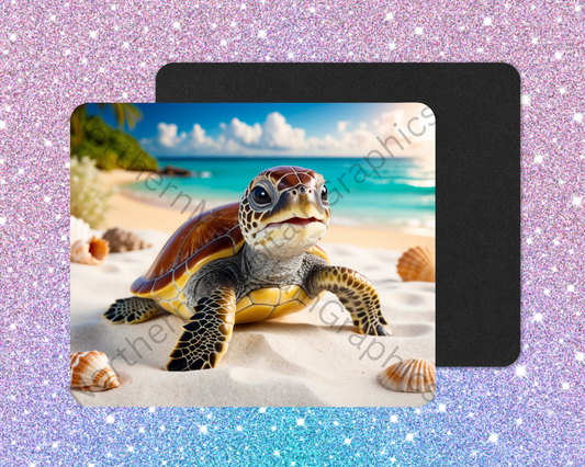 Sunny Shell Sea Turtle Wanderer Mouse Pad