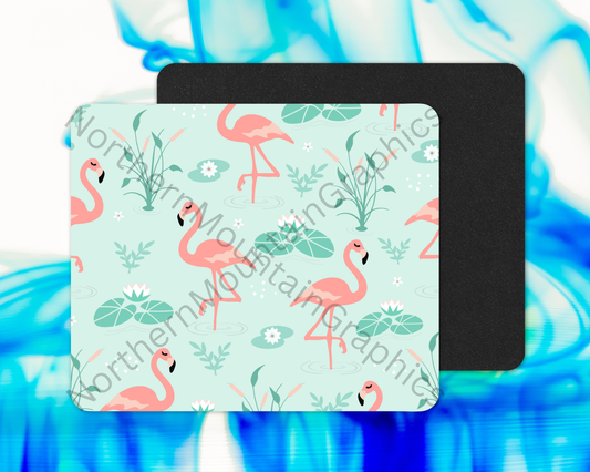 Blush Watercolor Flamingos Mouse Pad