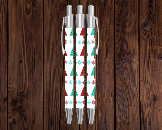 Trees & Snowflakes Pattern Christmas Pen