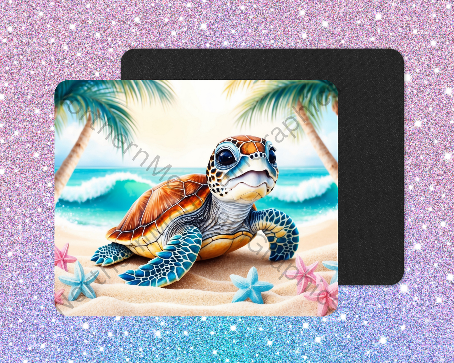 Starry Sand Sea Turtle Swimmer Mouse Pad