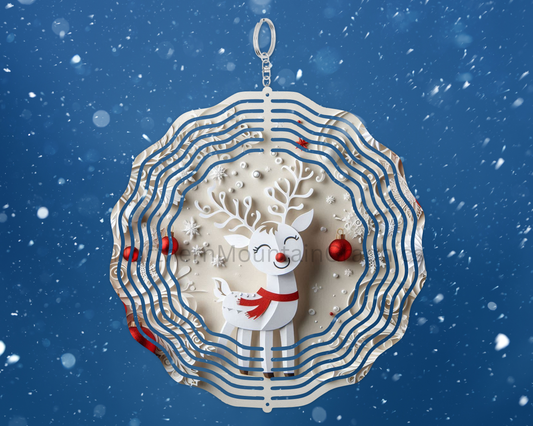 Whimsical Winter Reindeer Wind Spinner