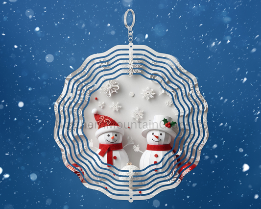 Smiling Snowman Friends Wind Spinner