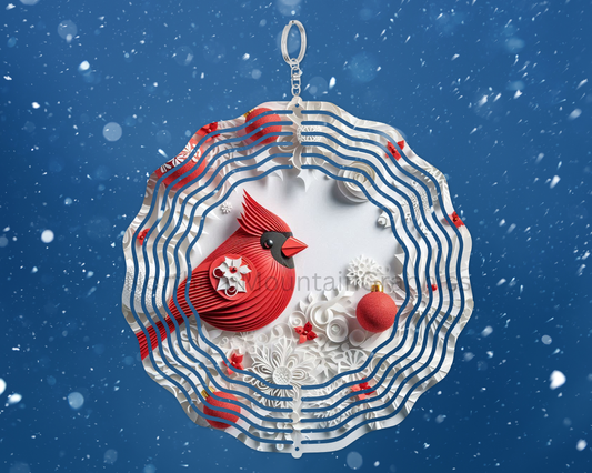Cardinal Holiday Wreath Wind Spinner