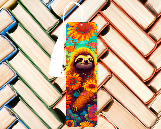 Sunflower Sloth Garden Bookmark