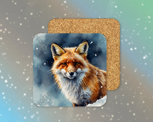 Winter Red Fox Winter Square Coaster