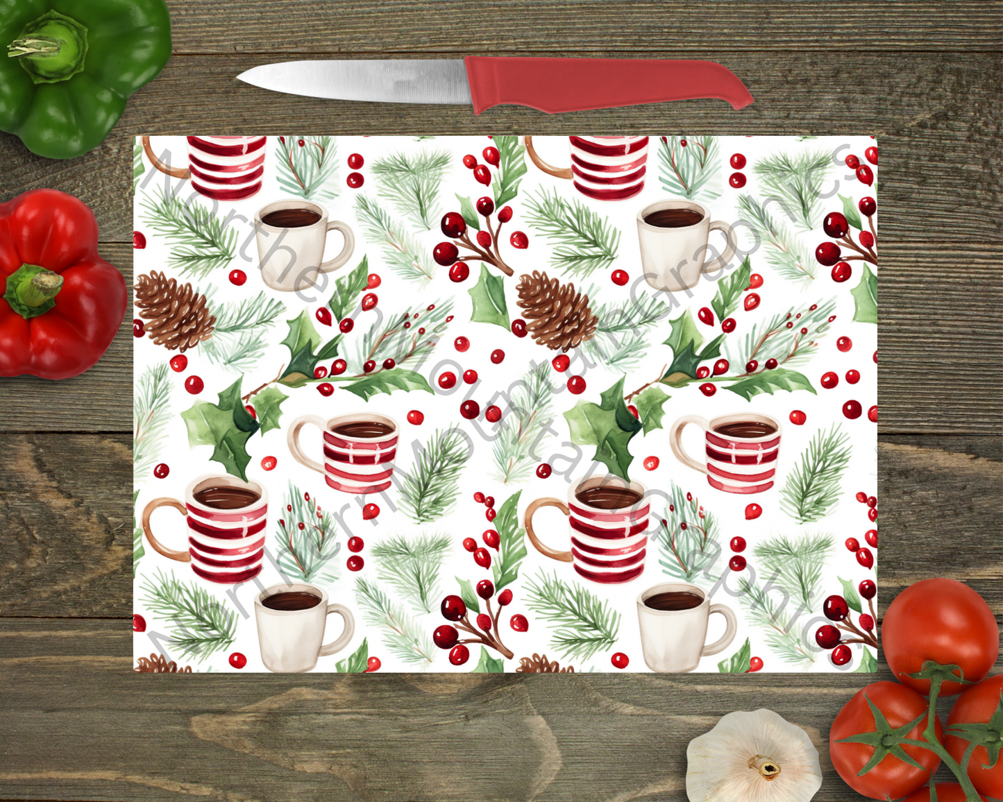 Glass Cutting Board Christmas
