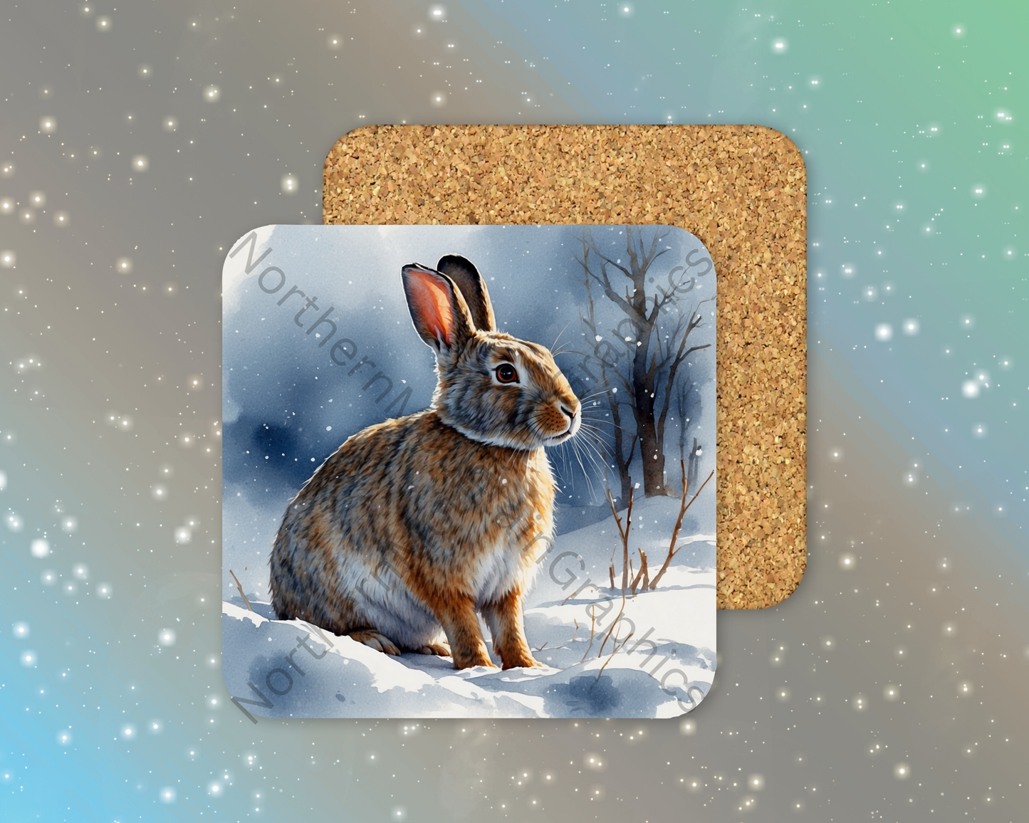Winter Bunny Winter Square Coaster