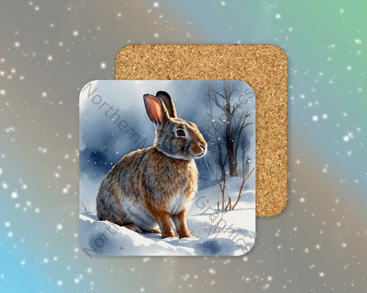 Winter Bunny Winter Square Coaster