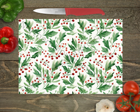 Glass Cutting Board Christmas