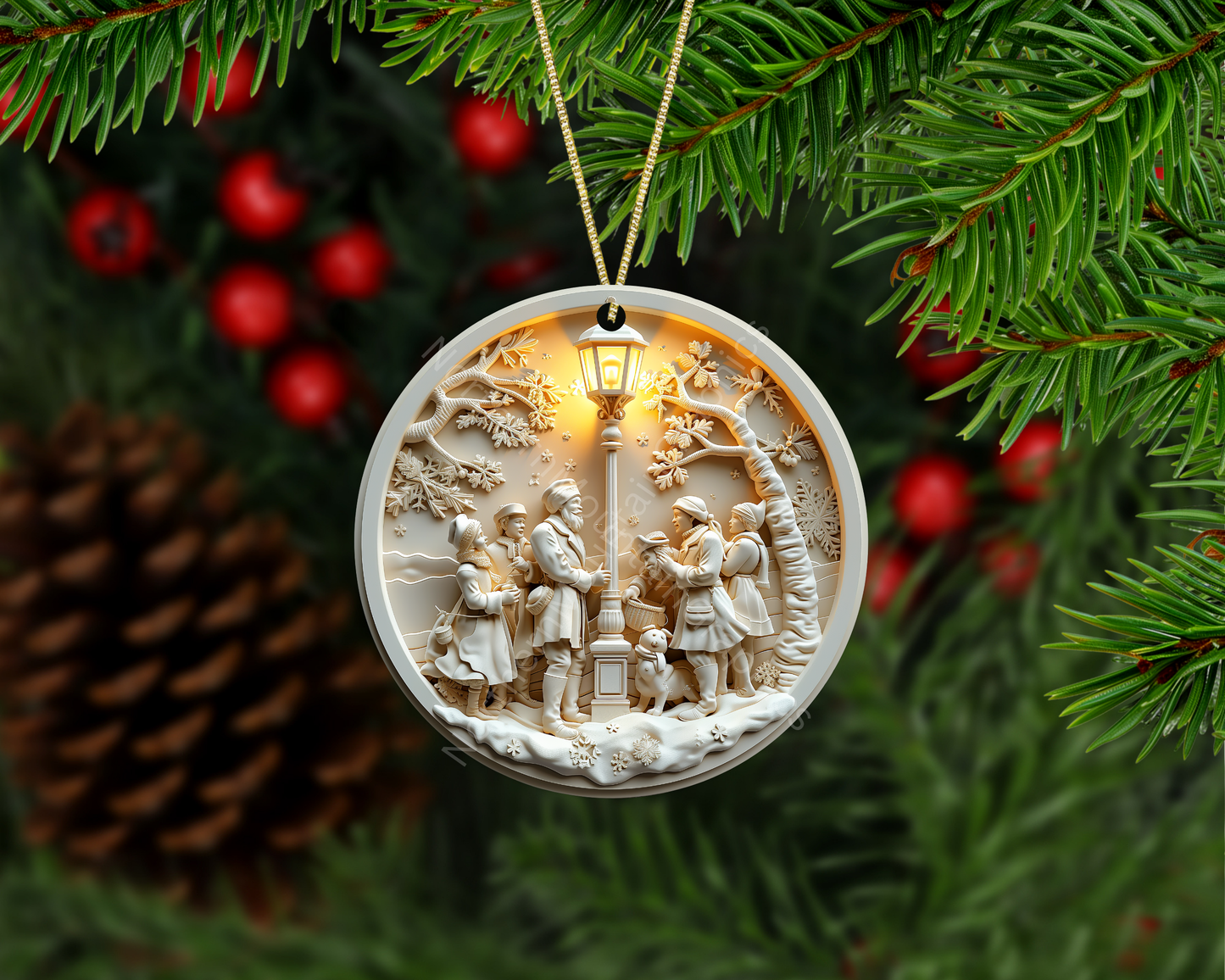 Carolers at the Winter Lamppost Christmas Ornament