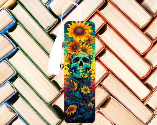 Sunflower Rebirth Skull Bookmark