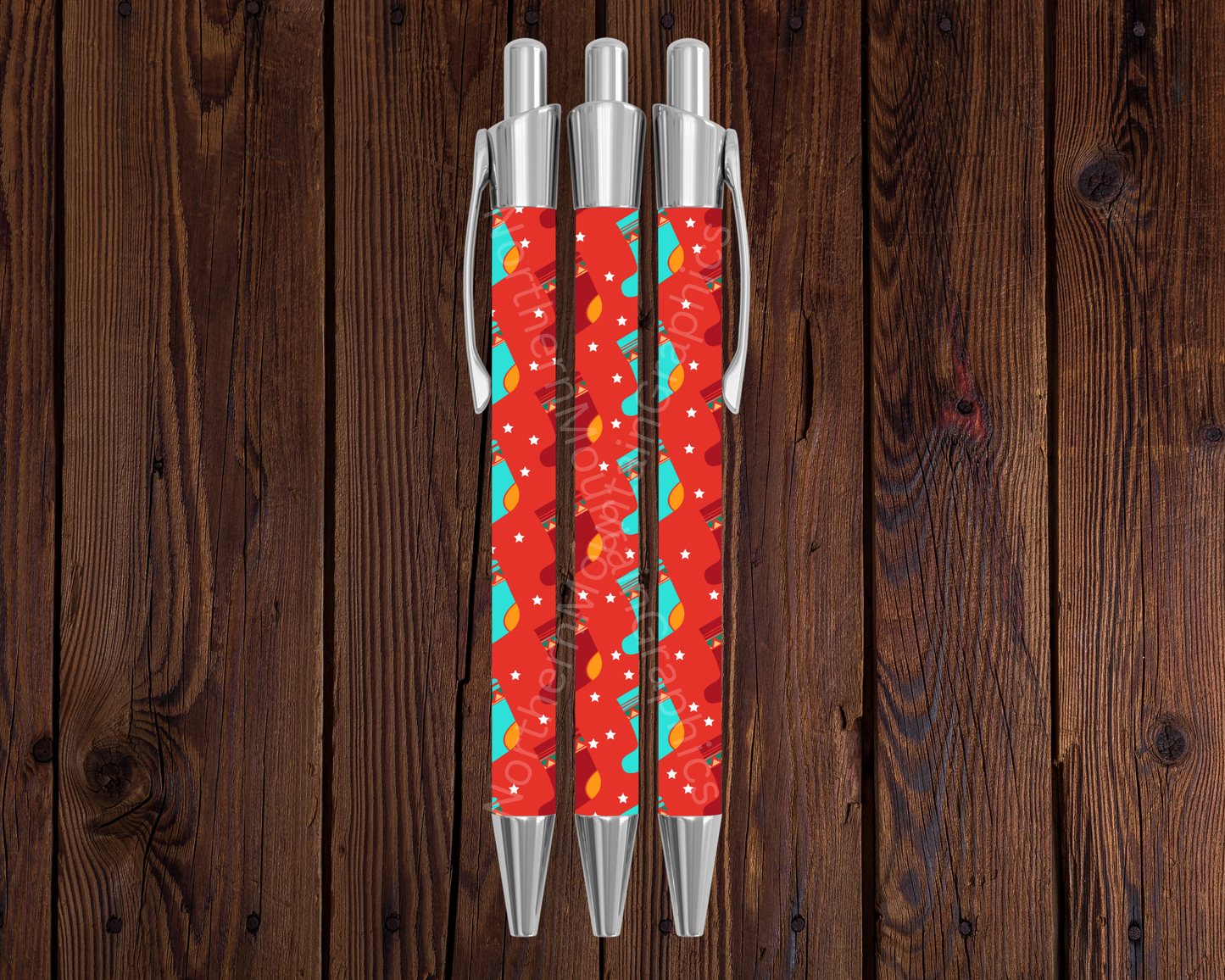 Holiday Stockings on Red Christmas Pen