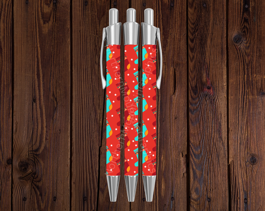 Holiday Stockings on Red Christmas Pen