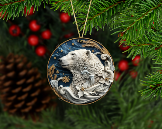 Majestic Polar Bear Under Northern Skies Christmas Ornament