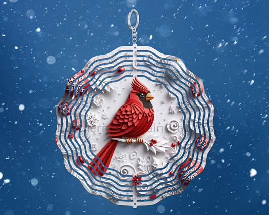 Festive Cardinal Perch Wind Spinner