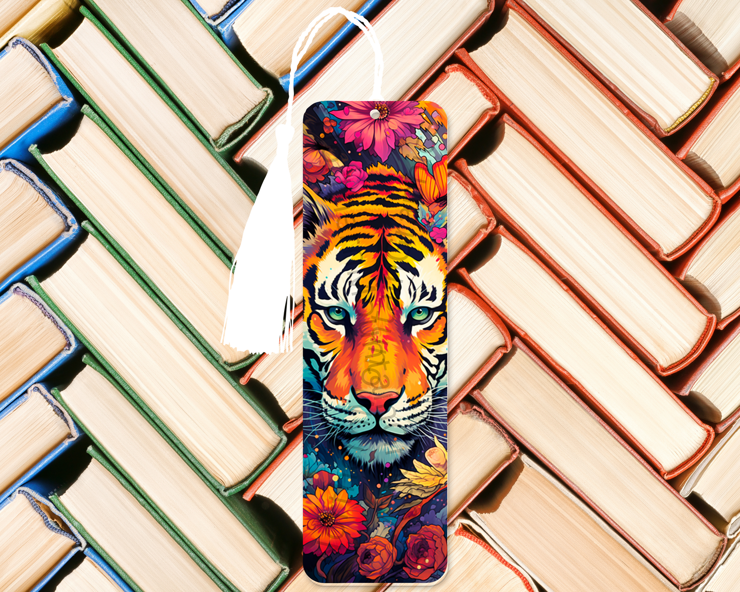 Floral Wildfire Tiger Bookmark