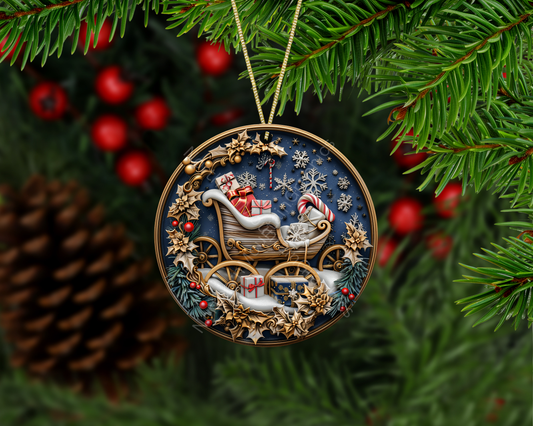 Vintage Christmas Sleigh with Gifts Christmas Ornament