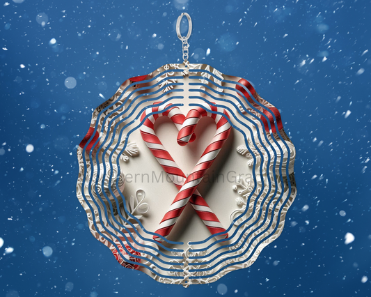 Candy Cane Heart Wind Spinner