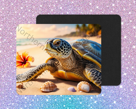 Sunlit Shore Sea Turtle Explorer Mouse Pad