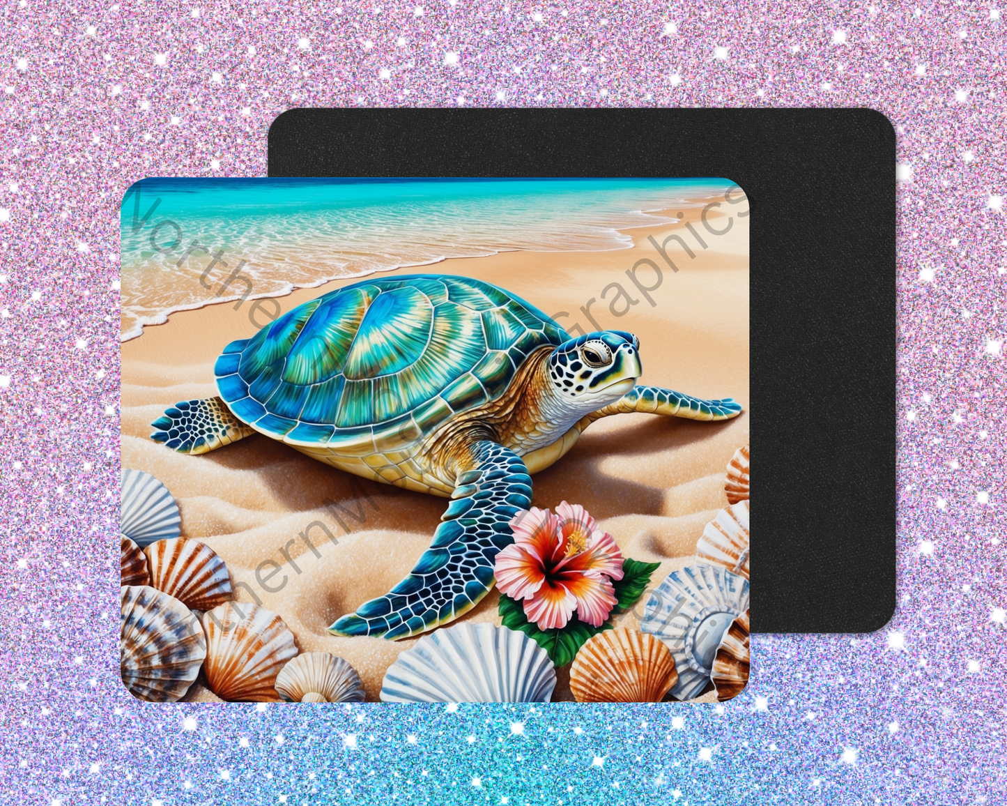 Seashell Beach Sea Turtle Beauty Mouse Pad