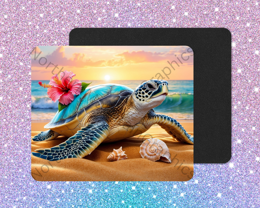 Vibrant Tide Sea Turtle Traveler Mouse Pad