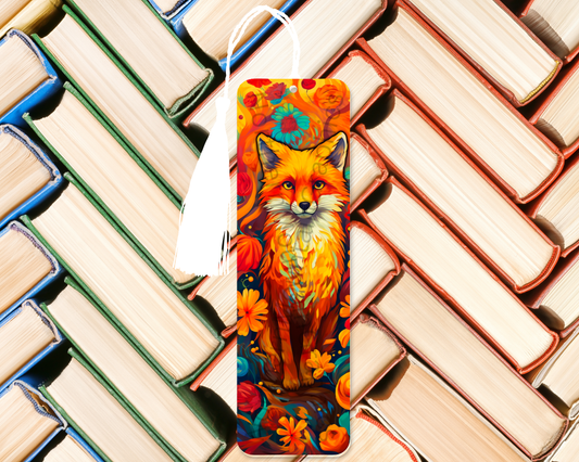 Floral Ember Fox Bookmark