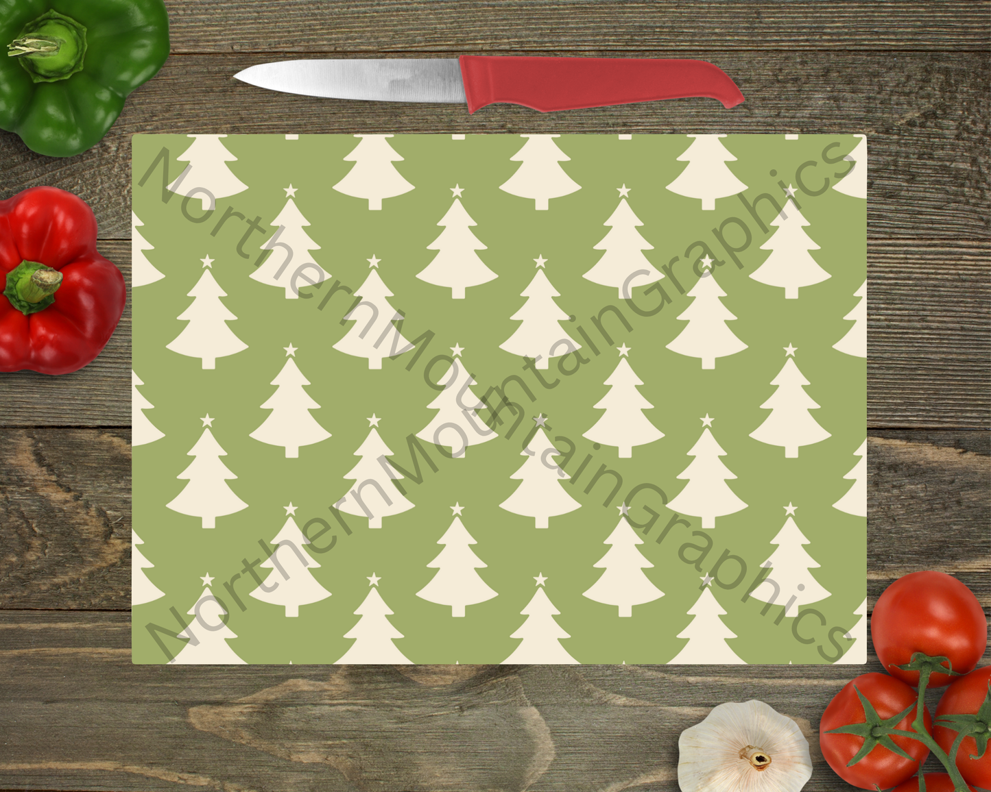 Glass Cutting Board Christmas