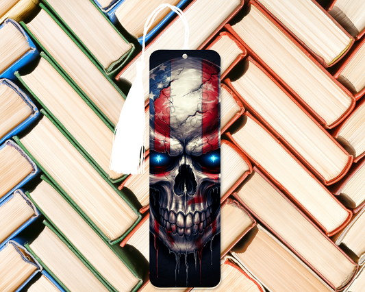 American Flag Skull Bookmark