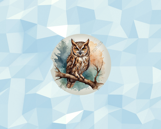 Watercolor Perched Owl Car Coaster