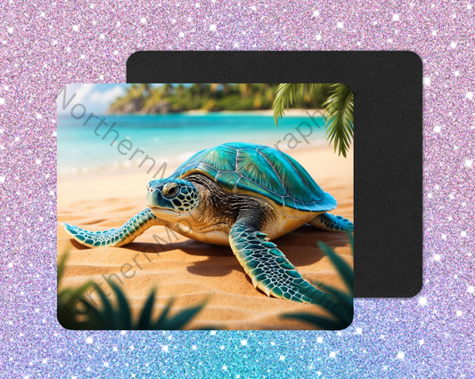 Vibrant Tropical Sea Turtle Mouse Pad