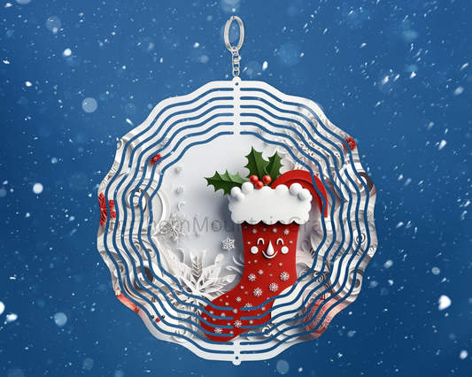 Smiling Holiday Stocking Wind Spinner