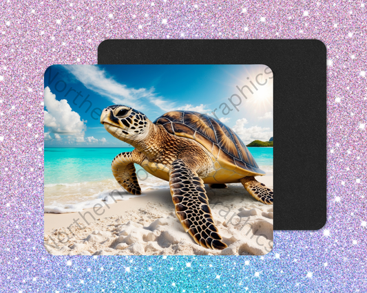Golden Dusk Sea Turtle Drifter Mouse Pad