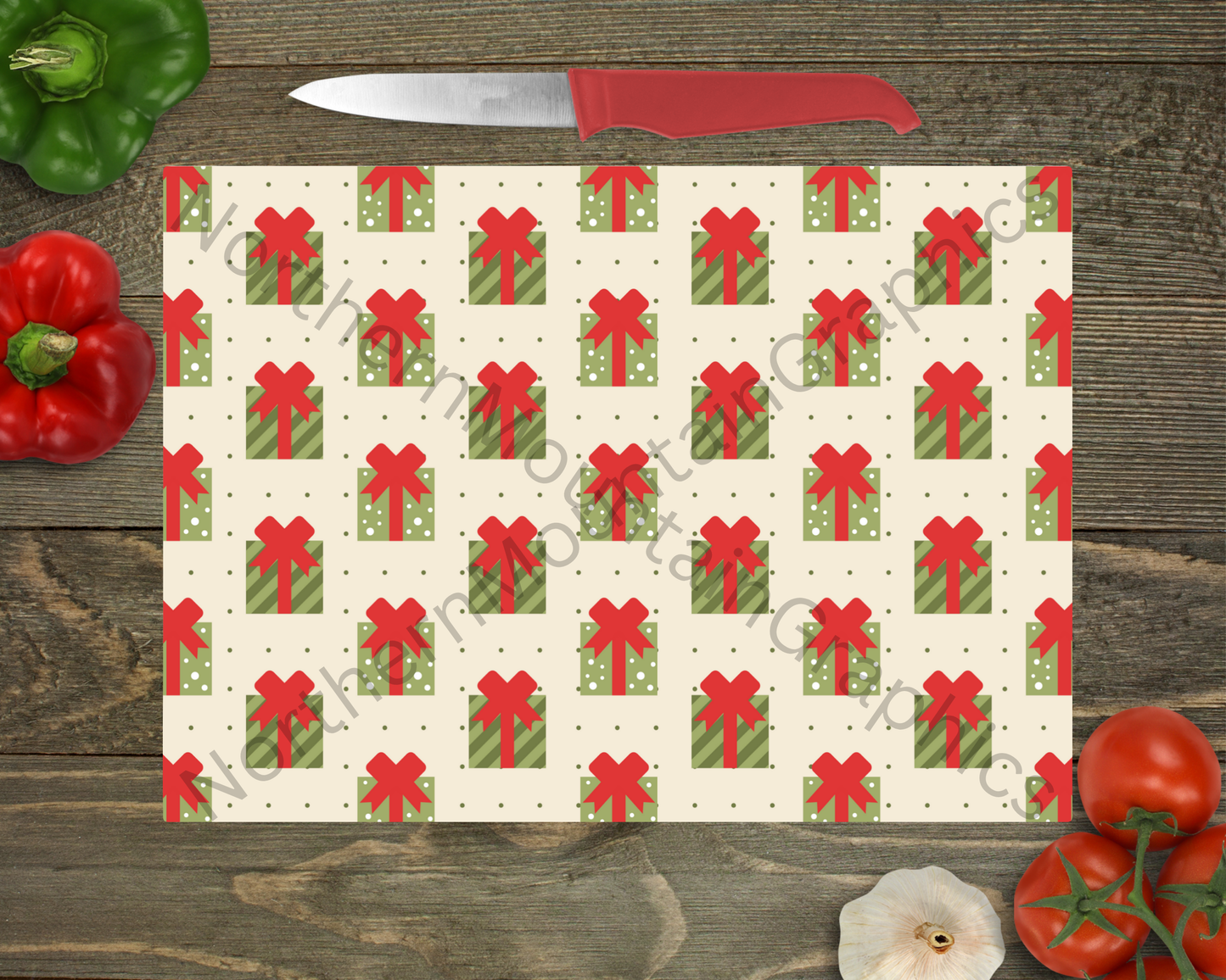 Glass Cutting Board Christmas