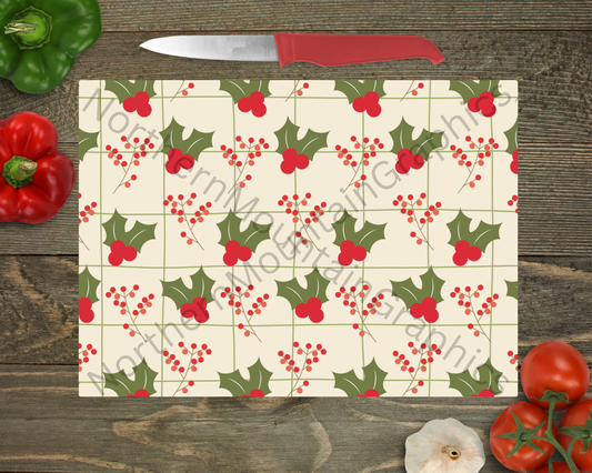Glass Cutting Board Christmas