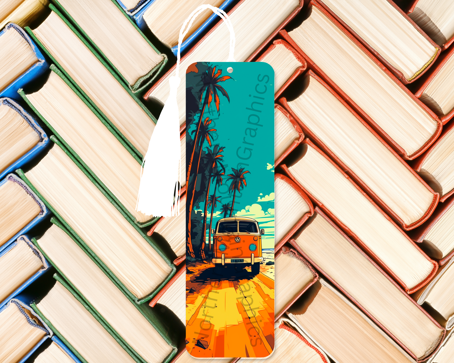 Vintage Van Tropical Sunset Bookmark