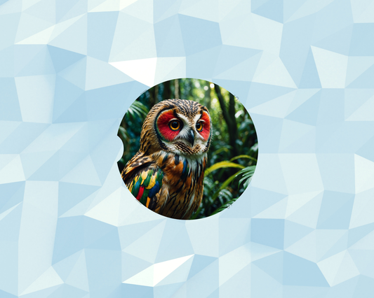 Tropical Owl Feather Beauty Car Coaster
