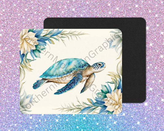 Ocean Bloom Sea Turtle Mouse Pad