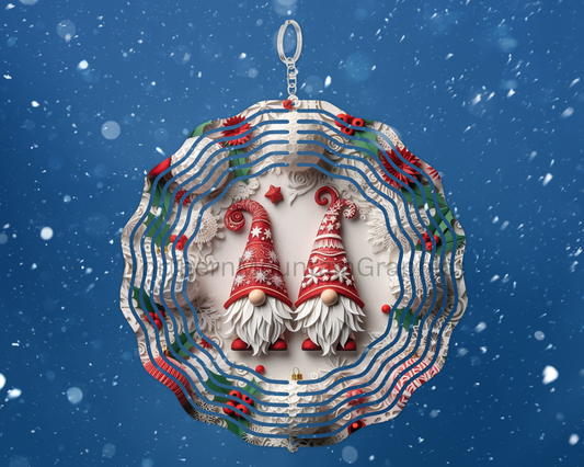Twin Christmas Gnomes Wind Spinner